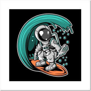 Astronaut Surfing Posters and Art